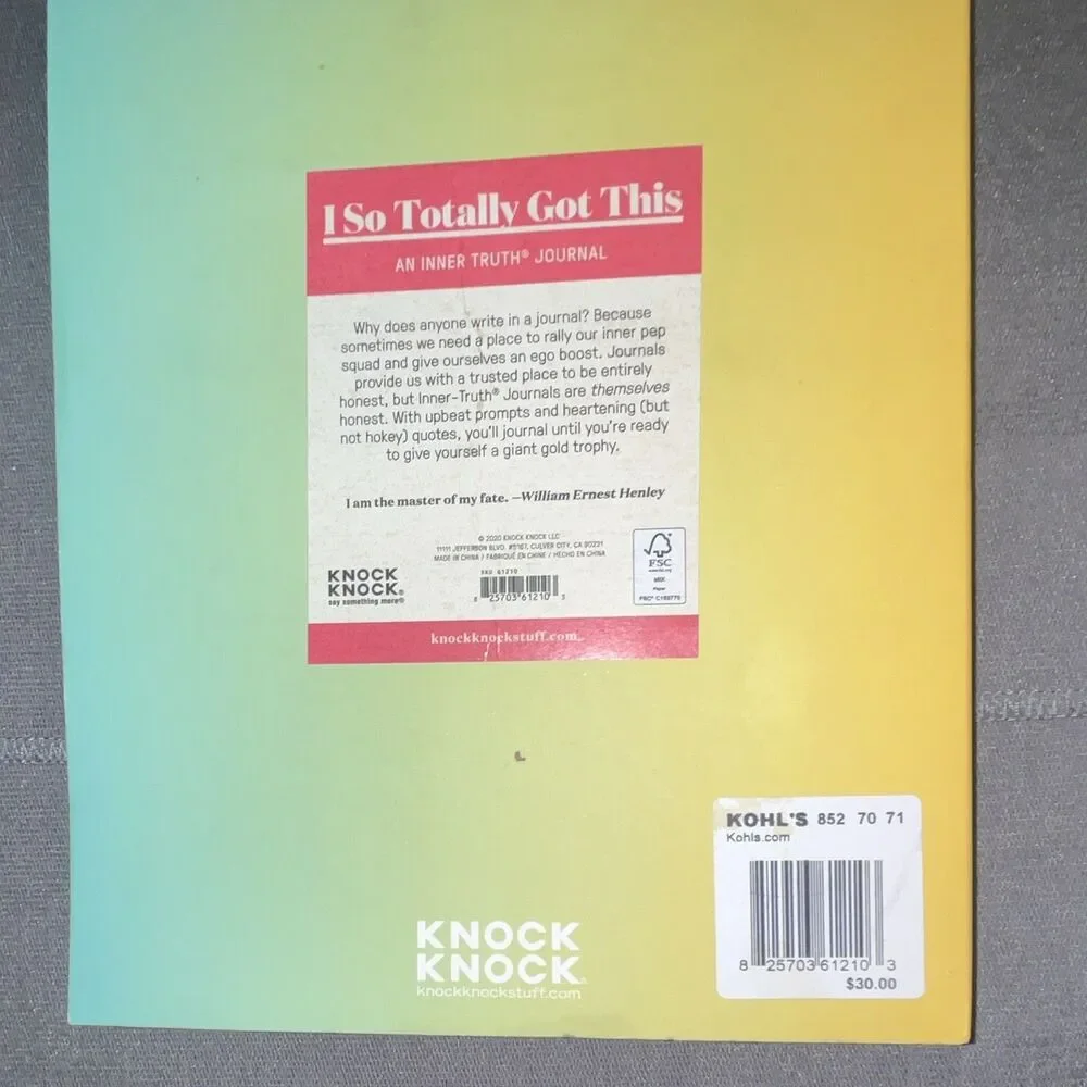 Knock Knock Inner Truth Journal 'I So Totally Got This' Cardboard Cover Diary